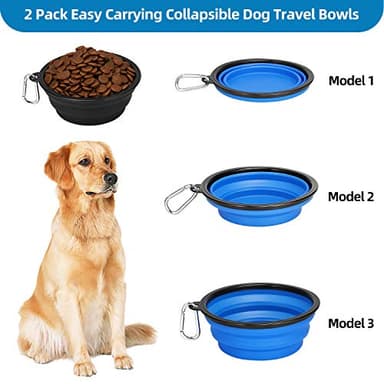Kytely Large Collapsible Dog Bowls 2 Pack, 34oz Foldable Dog Travel Bowl, Portable Pet Water Food Bowl with Clasp, Pet Cat Feeding Cup Dish for Traveling, Walking, Hiking (Black+Blue) - Image 3