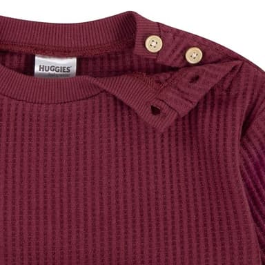Huggies Waffle Knit Crewneck Sweatshirt and Pants 2-Piece Outfit Set - Image 4