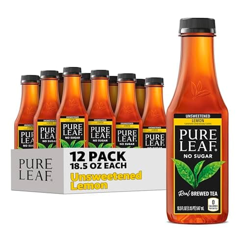 Pure Leaf Iced Tea, Unsweetened Lemon, Real Brewed Tea, Zero Sugar & Zero Calories, 18.5 Fl Oz Bottles (Pack of 12) - Image 1