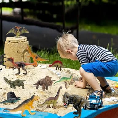 OuMuaMua Dinosaur Toys for Kids 3-5, 12 Pack Realistic Plastic Dinosaur Figure Set Including T-Rex, Stegosaurus, Monoclonius, Dino Toys for Boys 5-7 Party Favors, 6 to 7 Inch Large Size - Image 2