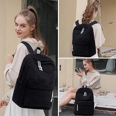School Backpack for Teens Large Corduroy Bookbag Lightweight 15.6 inch Laptop Bag for Girls Women Casual High School College - Image 3