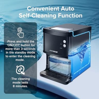 Nugget Ice Maker Countertop, Pebble Ice Maker Machine Pellet Sonic Ice Maker Dispenser Portable for Home/Kitchen/Office, Soft Chewable Ice, Making Ice in 6 Mins, 34Lbs/24H, Self-Cleaning, Ink Black - Image 6