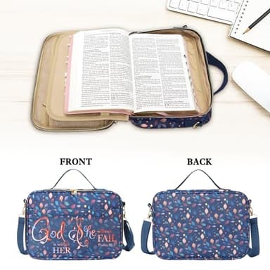 GUEER Bible Cover for Men, Bible Holder, Bible Cover Carrier Carrying Organizer Bag, Zipper and Pockets for Standard Size Bible, Gift for Women (gucaotag) - Image 4