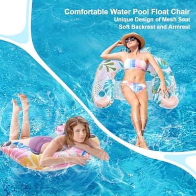 ANNIL【2 Pack】 Adult Inflatable Pool Floats Chair, Water Leisure Inflatable Floating Chair,Drink Holder, Ergonomic Headrest,Pool Floaties for Adults Swimming Pool Party, Summer Water Fun - Image 8