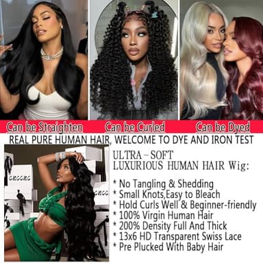 CRCCRC 30 Inch 13x6 Lace Front Wigs Human Hair 200% Density Body Wave HD Lace Front Wigs Human Hair Pre Plucked Natural Color Glueless Wig 100% Virgin Lace Front Wigs for Women - Image 5