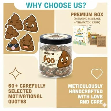 DEARMINE 60 Positive Poo Cards Jar, Affirmation Cards for Women, Emotional Support Poo, Poop Gifts, Poop Emoji, Emotional Support Poop, Gag Gifts for Women - Image 5