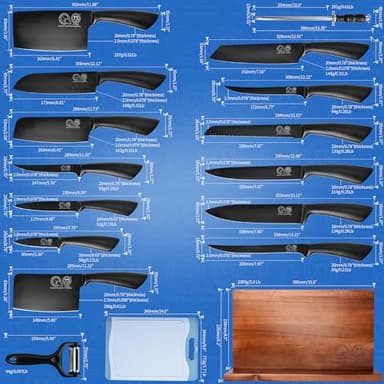 XYJ Professional Knife Sets for Master Chefs,Meat Cleaver Butcher for Camping,Chef Knife Set with Magnetic Knife Block,Bag,Stainless Steel Kitchen Knives Tools Kit - Image 2