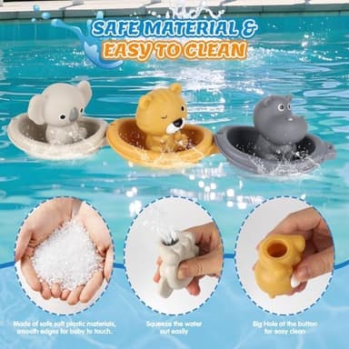 Bath Pool Toys for Toddler, Stacking Toy with 3 Boat 3 Sensory Finger Puppets, Toddler Toys Gifts for 2-4 Year Old Boy Girl, Model B - Image 7