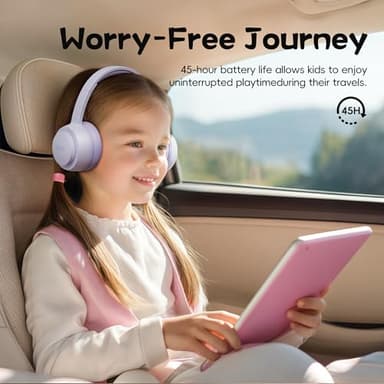 gorsun Kids Bluetooth Headphones, Toddler Headphones 85 dBA Safe Volume, 45 Hours Playtime, with Mic, Bluetooth 5.3, Kids Wireless Headset for iPad/Tablet/Travel/School, ldeal Gift (Purple) - Image 2