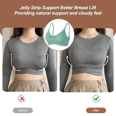 OEAK Womens Wireless Bras Comfortable Push Up Bra No Underwire Bra Full Support Lift Bralette Everyday Seamless Tshirt Bras Mint Green M - Image 4