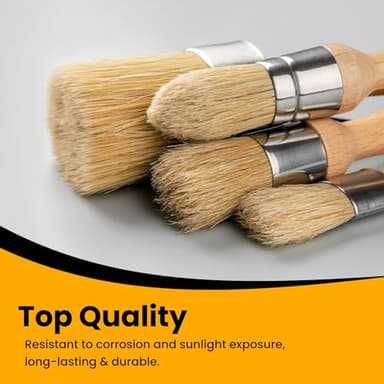 YiBaiBrush Chalk and Wax Paint Brush Furniture Set of 4, Small Round and Large Oval Brush with Natural Bristles, Perfect for Painting or Waxing Furniture, Ideal for Home Decor - Image 3