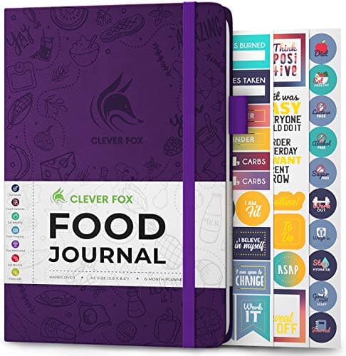 Clever Fox Food Journal - Daily Food Diary, Meal Planner to Track Calories & Nutrients, Weight Tracker Notebook, A5 (Purple) - Image 1