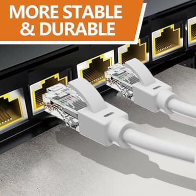 Brozzag 50 Ft Ethernet Cable for Cat5E/Cat6, 10Gbps 24AWG Cat6 Network Cable, Direct Burial Cable, UTP, LLDPE, RJ45 Patch LAN Cord, Waterproof, Indoor&Outdoor, Cat 5E Internet Cable in White for PC - Image 2
