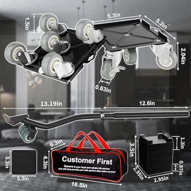 Furniture Dolly Set 5 Wheels Heavy Duty, Furniture Movers with Silent Rubber Wheels, 360° Rotation with Brake, 1000Lbs Load Capacity, Furniture Lifter for Easy Moving Large Furniture. - Image 2