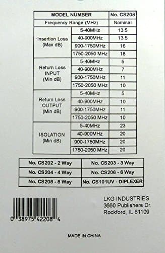 Philmore 2GHZ High "Q" 8-Way Low Loss Coaxial Satellite TV Signal Splitter With Weather Caps, Commercial Grade; CS208 - Image 5