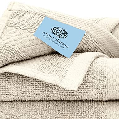 White Classic Luxury Bath Towel Set of 8 Pieces - 100% Turkish Cotton Highly Absorbent Towels for Bathroom, 2 Luxury Bath Towels 700GSM, 2 Hand Towels, 4 Washcloths, Ivory - Image 5