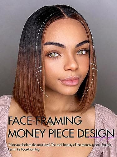 LUVME HAIR 10" Mix Brown Glueless Bob Wigs Human Hair Pre Plucked, 5x5 HD Lace Closure Wigs Human Hair 180 Density, Ready to Go Wig with Bleached Knots & Pre Cut Lace - Image 4