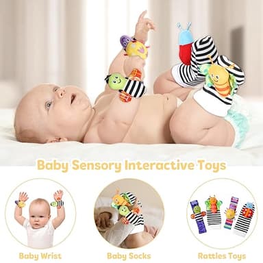 iAOVUEBY Baby Gift Set, Baby Shower Gifts, Black and White High Contrast Baby Toys 0-6 Months for Newborn Essentials Infant Rattle Socks Elephant Toys Blanket Onesies Baby Gift Basket for Girls Boys - Image 3