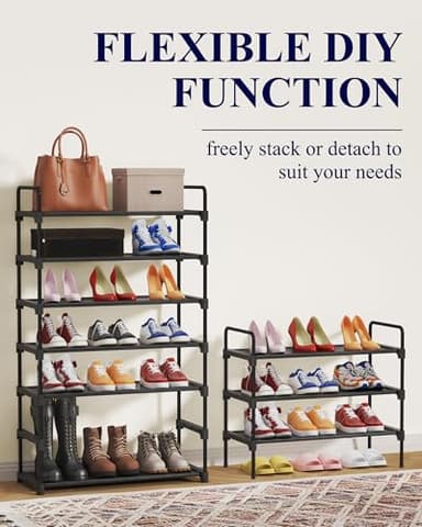 Kitsure Shoe Rack for Closet, Sturdy Shoe Storage for Entryway, Space-Saving Shoe Rack Small and Shoe Shelf, 27.6" Wide, Black - Image 6