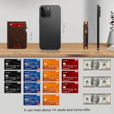 Wallet for Men Wallet with Slim Pop Up Card Holder 9-13 Cards, Bifold Minimalist Smart Wallet RFID Blocking Credit Card Holder with ID Window & Stretchable Cash Slot Compact Metal Aluminum Card Case - Image 6