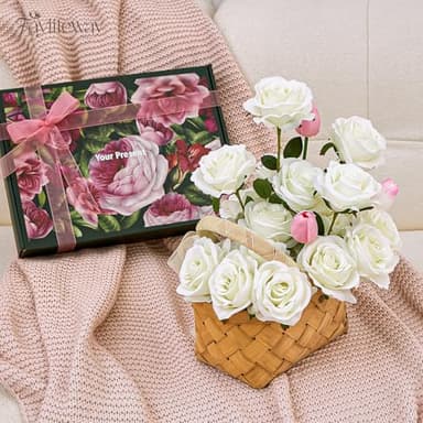 20PCS Artificial White Roses, 3.9'' Silk Flower Head Fake White Rose with Long Stems, Realistic Faux Roses Bouquet for DIY Wedding Home Party Office Decoration - Image 5