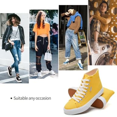 hash bubbie Women's Canvas High top Sneakers Classic Fashion High Tops Canvas Shoes Casual Tennis Shoes for Women（Yellow.US9） - Image 4