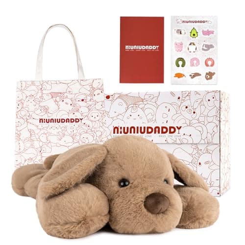 Niuniu Daddy Weighted Dog Stuffed Animals for Anxiety, 3.3lb Weighted Plush Dog Toy Pillowfort for Adults Kids Girls Boys, Large Stuffed Puppy Plush Pillow as Gift for Valentine Include Bag Sticker - Image 1
