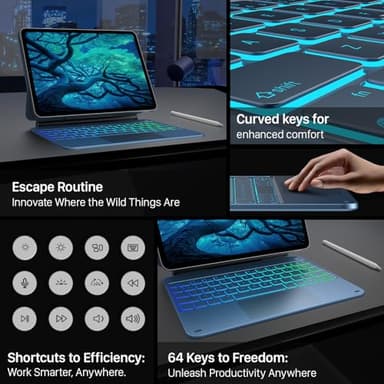 typecase Edge Keyboard Case for iPad 11th Gen A16 (2025) & 10th Gen 10.9" (2022) – Multi-Touch Trackpad, 11-Color Backlit Magic-Style Keyboard – Floating Magnetic Stand, Pencil Holder – Pacific Blue - Image 7