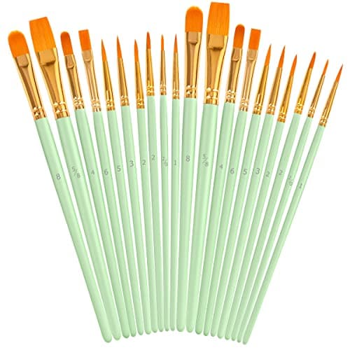 Soucolor Acrylic Paint Brushes Set, 20Pcs Round Pointed Tip Artist Paintbrushes for Acrylic Painting Oil Watercolor Canvas Boards Rock Body Face Nail Art, Halloween Pumpkin Ceramic Crafts Supplies - Image 1