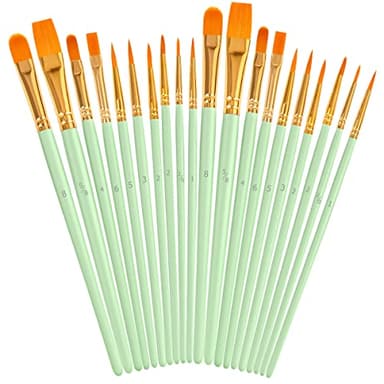 Soucolor Acrylic Paint Brushes Set, 20Pcs Round Pointed Tip Artist Paintbrushes for Acrylic Painting Oil Watercolor Canvas Boards Rock Body Face Nail Art, Halloween Pumpkin Ceramic Crafts Supplies - Image 1