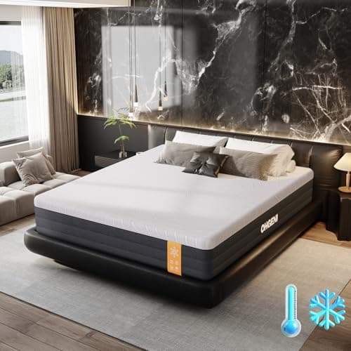 OhGeni 12 Inch Queen Size Mattress, Cooling Gel Memory Foam Bed Mattresses in a Box, Cool Touch Surface, Medium Feel, Ergonomic Support, Pressure Relief, CertiPUR-US Certified Foam, Designed in USA - Image 1