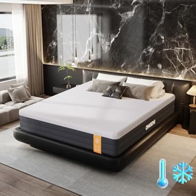 OhGeni 12 Inch Queen Size Mattress, Cooling Gel Memory Foam Bed Mattresses in a Box, Cool Touch Surface, Medium Feel, Ergonomic Support, Pressure Relief, CertiPUR-US Certified Foam, Designed in USA - Image 1