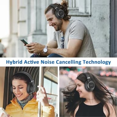 KVIDIO Active Noise Cancelling Headphones, 70 Hours Playtime Bluetooth Headphones Wireless with Microphone, Transparency Mode, Deep Bass and Hi-Fi Stereo Sound Over Ear for Travel Office - Image 5