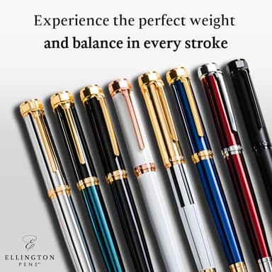 Ellington Pen Luxury Fountain Pen Set - Fountain Pens For Writing - Smooth Medium Nib - Includes Refillable Ink Converter, 3 Ink Cartridges, Gift Box - Calligraphy, Journaling, Sketching (The Stealth) - Image 6