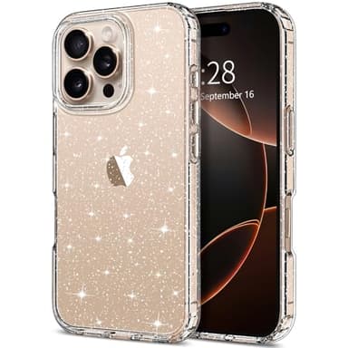 Hython for iPhone 16 Pro Case Glitter, Clear Glitter Sparkly Shiny Bling Sparkle Cute Cover, Anti-Scratch Soft TPU Thin Slim Fit Shockproof Protective Phone Cases for Women Girls, Clear Glitter - Image 1