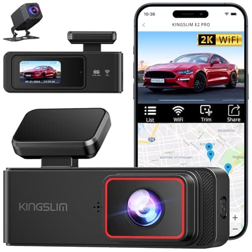 Kingslim Dash Cam Front and Rear 2K+1080P, Mini WiFi Dash Camera for Cars Dual Dashcam Parking Monitor, Loop Recording, Car Camera Support Max 256GB (E2PRO) - Image 1
