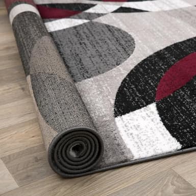 Rugshop Red Modern Geometric Indoor Area Rug, Overlapping Circle Pattern, Fade Resistant, Non-Shedding, for Living Room, Bedroom and Home Office, 5'3" x 7'3" - Image 4