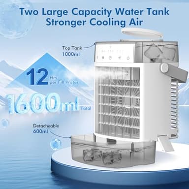 Portable Air Conditioners, Air Cooler with Remoter Evaporative Personal Mini AC, 3 Wind Speed, 2-4-8H Timer, 3 Modes, Colorful Night Light, Portable AC for Room, Car, Bedroom, Camping - Image 2