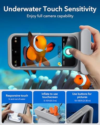 ESR Waterproof Phone Pouch for iPhone 13 Pro / 14 Pro / 15 Pro, Underwater Touch Sensitivity, IPX8 Floating Waterproof Cellphone Case with Lanyard, Dry Bag for Snorkeling, Titanium - Image 5