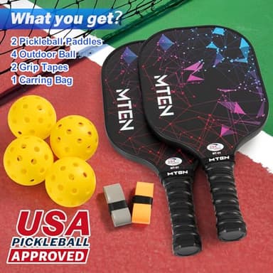 Pickleball Paddles Set of 2, USAPA Approved Fiberglass Surface Pickleball Set with 2 Pickleball Rackets,4 Pickleball Balls,1 Portable Carry Bag, Pickle Racket Set ​for Men Women - Image 7