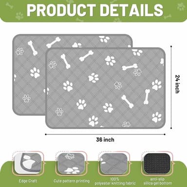 PatiencET Washable Pee Pads for Dogs, 24'' x 36" Reusable Puppy Pads with Super Absorbent, 2 Pack Puppy Potty Pads with Waterproof Bottom for Pet Training, Housebreaking and Incontinence - Image 5