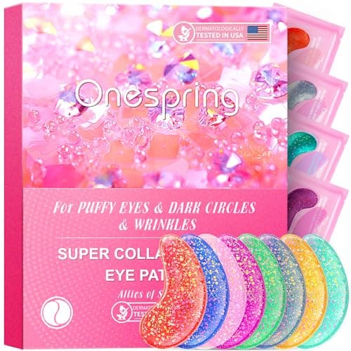 Onespring Under Eye Patches (24 Pairs) - Eye Gel Pads for Wrinkles, Puffy Eyes, Dark Circles, Eye Bags, Natural Collagen Eye Gels Pads, Under Eye Mask Patches for Refreshing, Revitalizing - Image 1