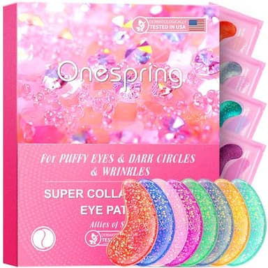 Onespring Under Eye Patches (24 Pairs) - Eye Gel Pads for Wrinkles, Puffy Eyes, Dark Circles, Eye Bags, Natural Collagen Eye Gels Pads, Under Eye Mask Patches for Refreshing, Revitalizing - Image 1