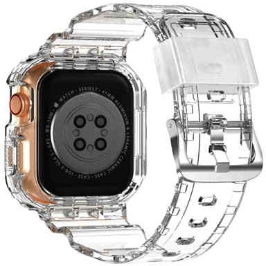 XYF Compatible for Crystal Clear Apple Watch Bands, 45mm 44mm 42mm Bumper Case for Men Women Jelly Sport Cover Strap for iWatch Ultra 3 2 Series 11 10 9 8 7 SE 6 5 4 3 (CrystalClear, 42/44/45) - Image 2