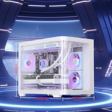 darkFlash Micro-ATX Gaming PC Case, MATX PC Case with 3 x 120mm ARGB Fans, Panoramic View Dual Tempered Curve Glass Computer Case, USB 3.0 Port, Supports Dual 360mm AIO, White(DPW90M) - Image 7