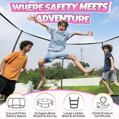 BCAN Trampoline 8FT 10FT 12FT 14FT 15FT 16FT Recreational Trampoline with Enclosure for Kids Adults, ASTM Approved, Outdoor Trampoline with Ladder for Kids - Image 8