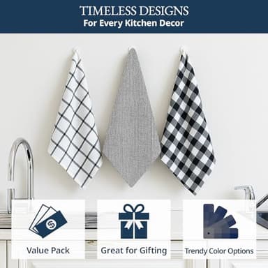 LANE LINEN Kitchen Dish Towels Set of 12 – 18”x28” Soft & Quick-Drying Hand and Tea Towels, Premium Decorative Kitchen Towel – Black - Image 8