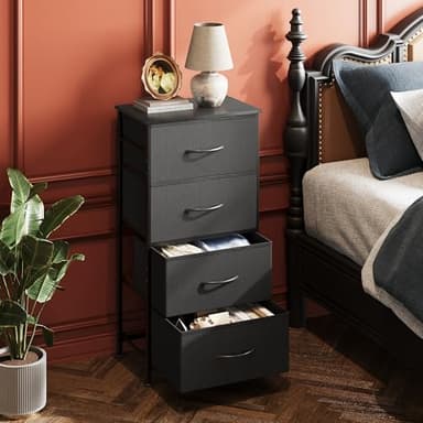 WLIVE Dresser with 4 Drawers, Fabric Storage Tower, Organizer Unit for Bedroom, Hallway, Entryway, Closets, Sturdy Steel Frame, Wood Top, Easy Pull Handle, Charcoal Black - Image 4
