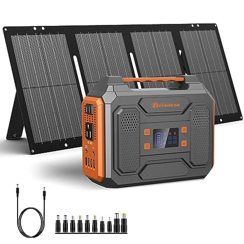 Portable Solar Generator, 300W Portable Power Station with Foldable 60W Solar Panel, 110V Pure Sine Wave 280Wh Lithium Battery Pack with USB DC AC Outlet for Home Use RV Van Outdoor Camping-Orange - Image 1