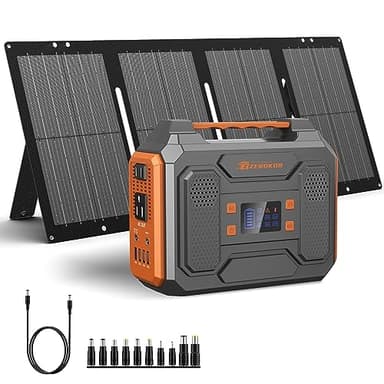 Portable Solar Generator, 300W Portable Power Station with Foldable 60W Solar Panel, 110V Pure Sine Wave 280Wh Lithium Battery Pack with USB DC AC Outlet for Home Use RV Van Outdoor Camping-Orange - Image 1